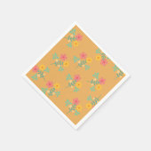 Boho Mosterd Retro Daisy Bouquet Patroon Servet (Hoek)