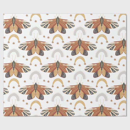 Boho Moth Cadeaupapier (Vlak)
