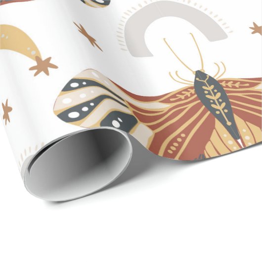 Boho Moth Cadeaupapier (Rol Hoek)