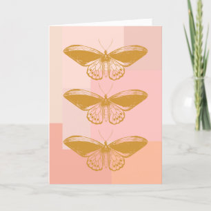 Boho  Moth Zacht Roze Goud Retro Esthetisch Bedankkaart