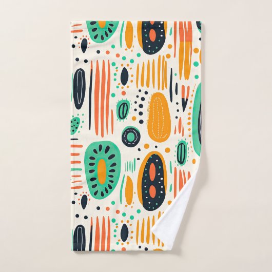 BOHO Motif Abstrait Jaune&vert (Serviette à main)