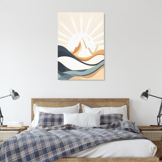 "Boho Mountain Abstracte landschapskunst Print (Insitu (Slaapkamer))
