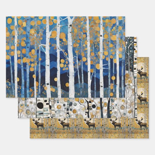 Boho Mountain Aspen Boomscènes Inpakpapier Vel (Set)