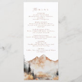 Boho Mountain Bruiloft Diner Menu (Voorkant)