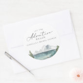 Boho Mountain Lake Avontuur Bruidsfeest Ronde Sticker (Envelop)