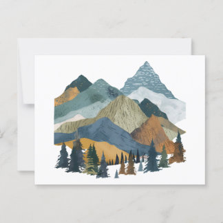Boho Mountain Landschap met Pine Trees ontwerp Briefkaart