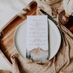 Boho Mountain Mariage Dinner Menu<br><div class="desc">Il s'agit d'un menu sur le thème de la montagne avec une belle aquarelle scène de montagne et un élégant appariement de polices. Toutes les formulations et la plupart des polices sont modifiables sur ce modèle de tournesol rustique. Les seules couleurs qui ne sont pas modifiables sont les couleurs de...</div>