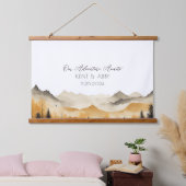 Boho Mountain Waterverf bruiloft gastenboek Hangend Wandkleed (Slaapkamer)