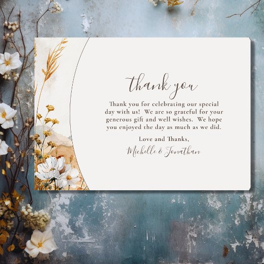 Boho Mountain Wildflower bruiloft Bedankkaart