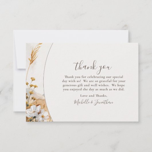 Boho Mountain Wildflower bruiloft Bedankkaart (Voorkant)