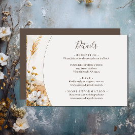 Boho Mountain Wildflower bruiloft details Informatiekaartje