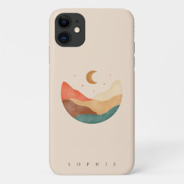 Boho mountaindesign met monogram iPhone case