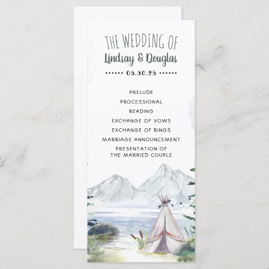 Boho Mountains Adventure Wedding Programmes (Devant / Derrière)