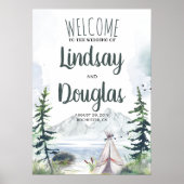 Boho Mountains Adventure Wedding Welcome Sign Poster (Voorkant)