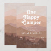 Boho Mountains One Happy Camper Girls 1ste verjaar Kaart (Voorkant / Achterkant)