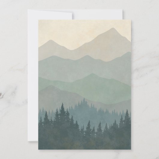 Boho Mountains Retro Blue Baby shower Invitation (Dos)