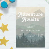 Boho Mountains Retro Blue Baby shower Invitation