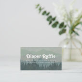 Boho Mountains Retro Dusty Blue Diaper Raffle Informatiekaartje (Staand voorkant)