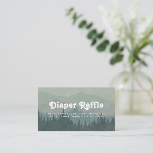 Boho Mountains Retro Dusty Blue Diaper Raffle Informatiekaartje (Staand voorkant)