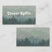 Boho Mountains Retro Dusty Blue Diaper Raffle Informatiekaartje (Voorkant / Achterkant)