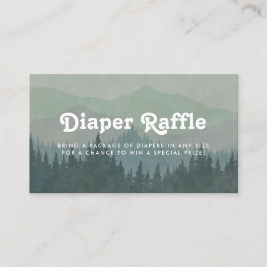Boho Mountains Retro Dusty Blue Diaper Raffle Informatiekaartje (Voorkant)