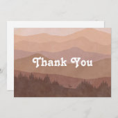 Boho Mountains Retro Pink Flat Bedankkaart (Voorkant / Achterkant)