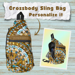 Boho Mozaïek Mandala Tegel geel Honing - Sling Bag