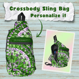Boho Mozaïek Mandala Tegel Groen Gras - Sling Bag