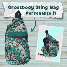 Boho Mozaïek Mandala Tegel Teal Oceaan - Sling Bag