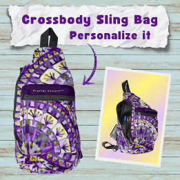 Boho Mozaïek Mandala Tegel Violet Vlam - Sling Bag