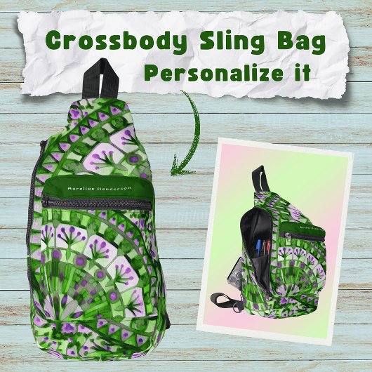 Boho Mozaïek Tegel Groen Gras - Sling Bag