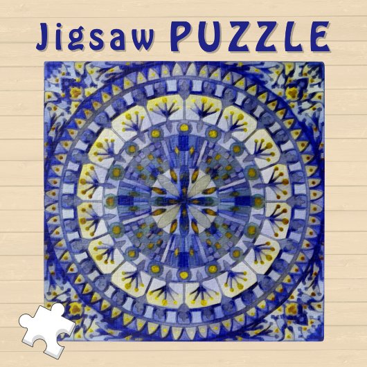 Boho Mozaïek Tegel Navy Blauw Water - Legpuzzel