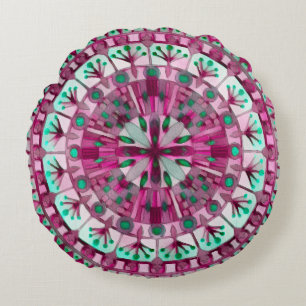 Boho Mozaïek Tegel Roze Berry - Rond Kussen