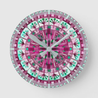 Boho Mozaïek Tegel Roze Berry - Ronde Klok
