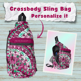 Boho Mozaïek Tegel Roze Berry - Sling Bag