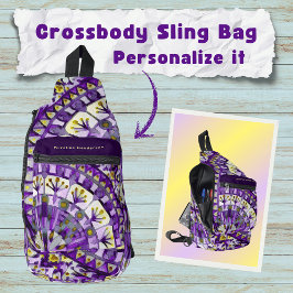 Boho Mozaïek Tegel Violette Vlam - Sling Bag