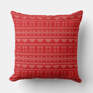 Boho Mudcloth Knit Sweater Red Kussen