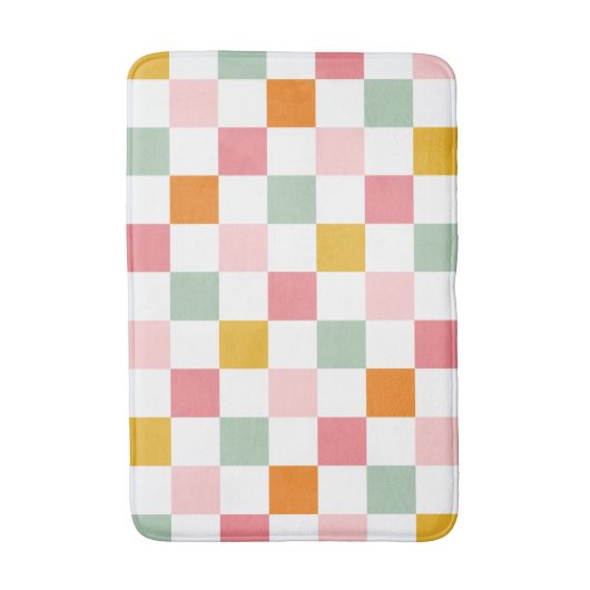 Boho Multicolor Checkerboard Badmat (Voorkant Verticaal)