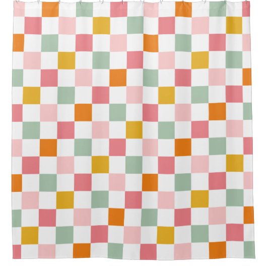 Boho Multicolor Checkerboard Douchegordijn (Voorkant)