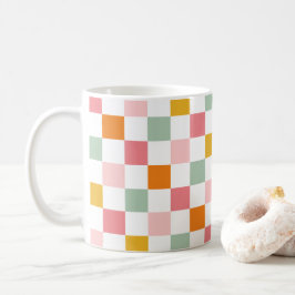 Boho Multicolor Checkerboard Koffiemok