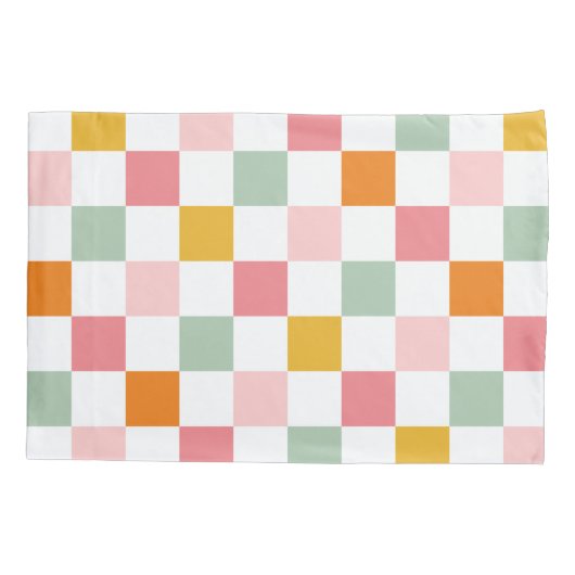 Boho Multicolor Checkerboard Kussensloop (Achterkant)