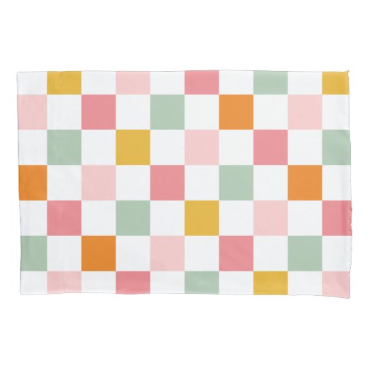 Boho Multicolor Checkerboard Kussensloop (Voorkant)