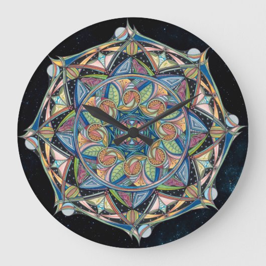 Boho Multicolor Mandala Klok (Voorkant)