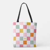 Boho Multicolor Schaakbord Monogram Draagtas (Achterkant)