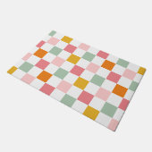 Boho multicolor schaakbordpatroon deurmat (Schuin)