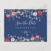 Boho Multicolor Wildflower Bewaar de datum Briefkaart (Voorkant)