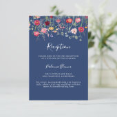 Boho Multicolor Wildflower bruiloft receptie Informatiekaartje (Staand voorkant)