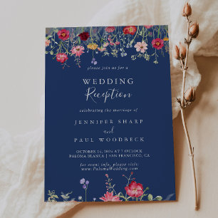 Boho Multicolor Wildflower bruiloft receptie Kaart