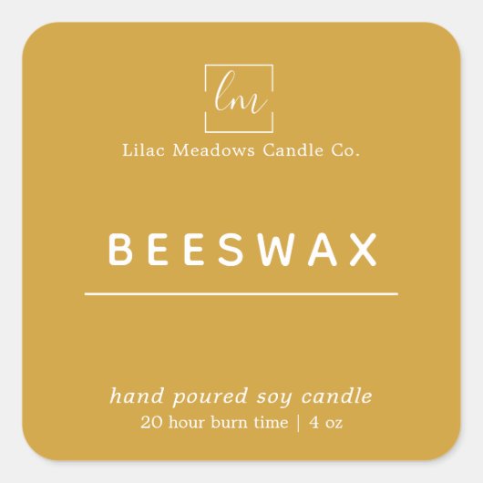 Boho Mustard Round Candle Packaging Label (Voorkant)