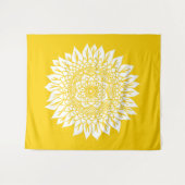 Boho Mustard Yellow Sunflower Mandala Wandkleed (Voorkant (horizontaal))